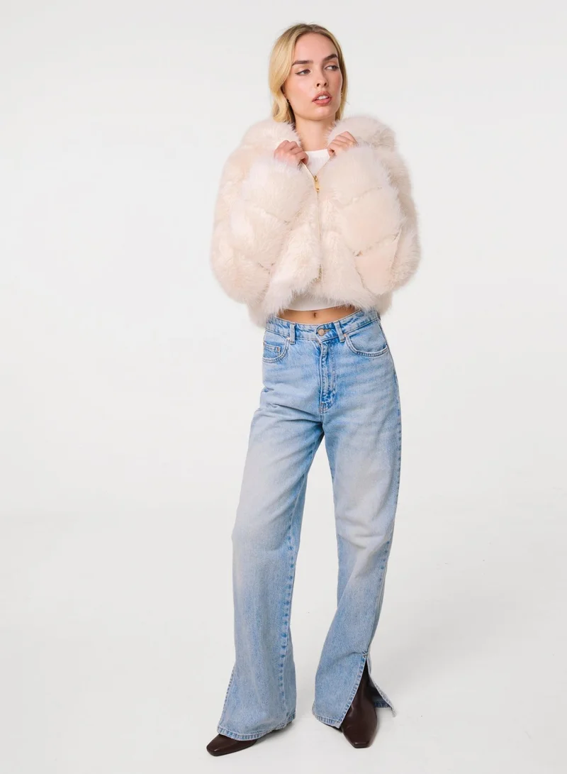 Hooded Faux Fur Cropped Coat