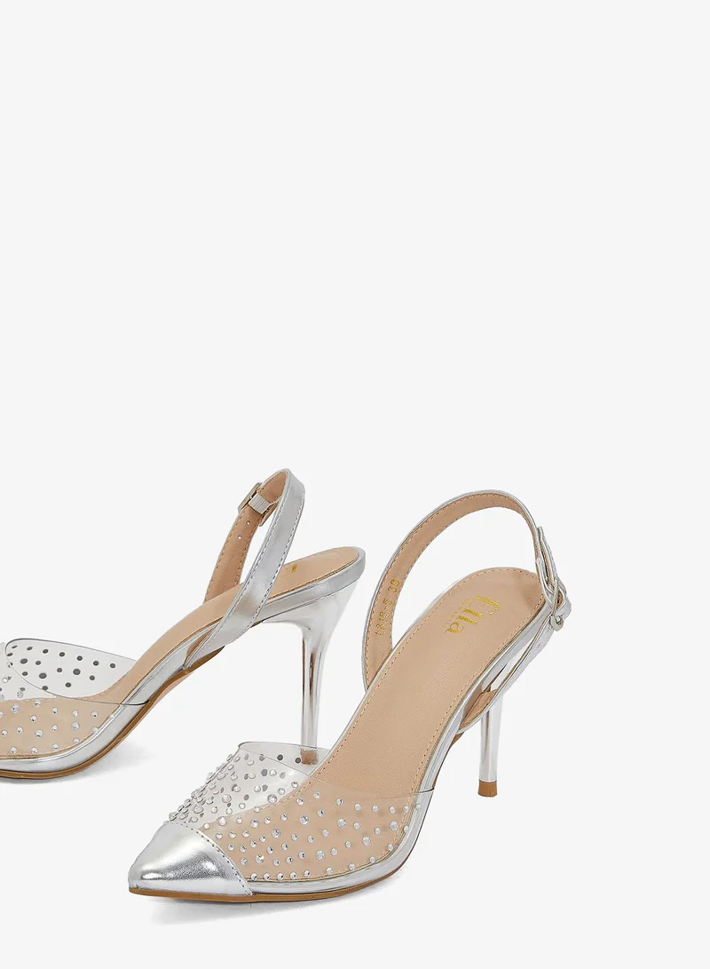 Ella Limited Edition  Diamante Detail Clear Slingback Pump for Women | Best Price UAE