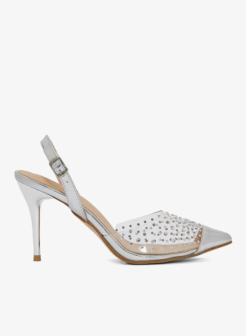 Diamante Detail Clear Slingback Pump