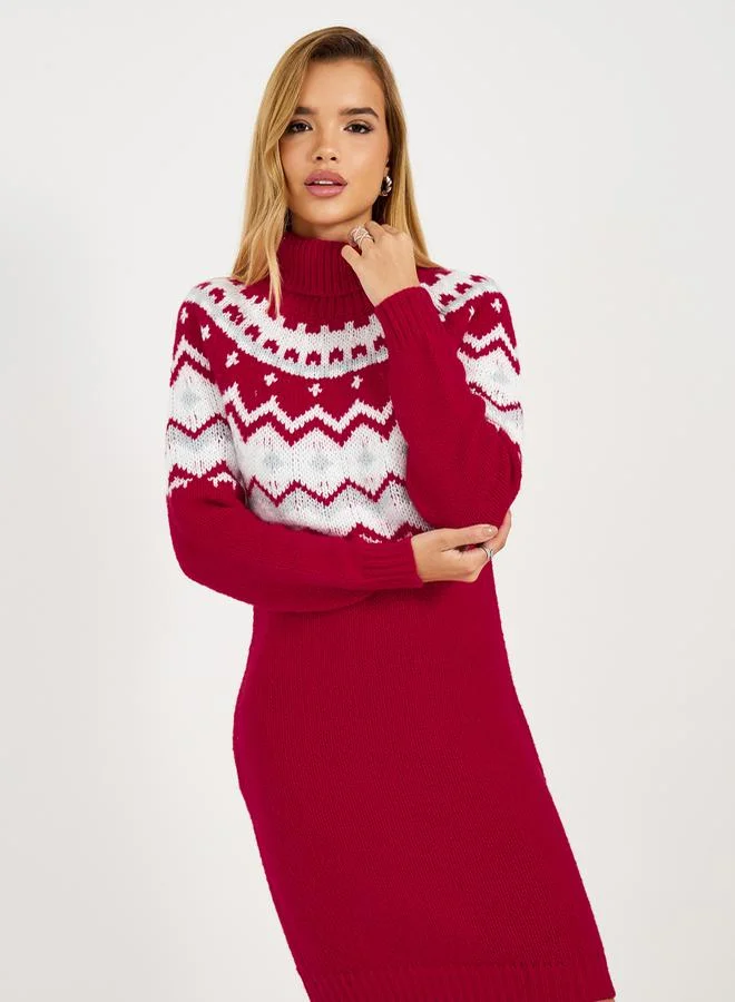 Styli Fair Isle Sweater Dress