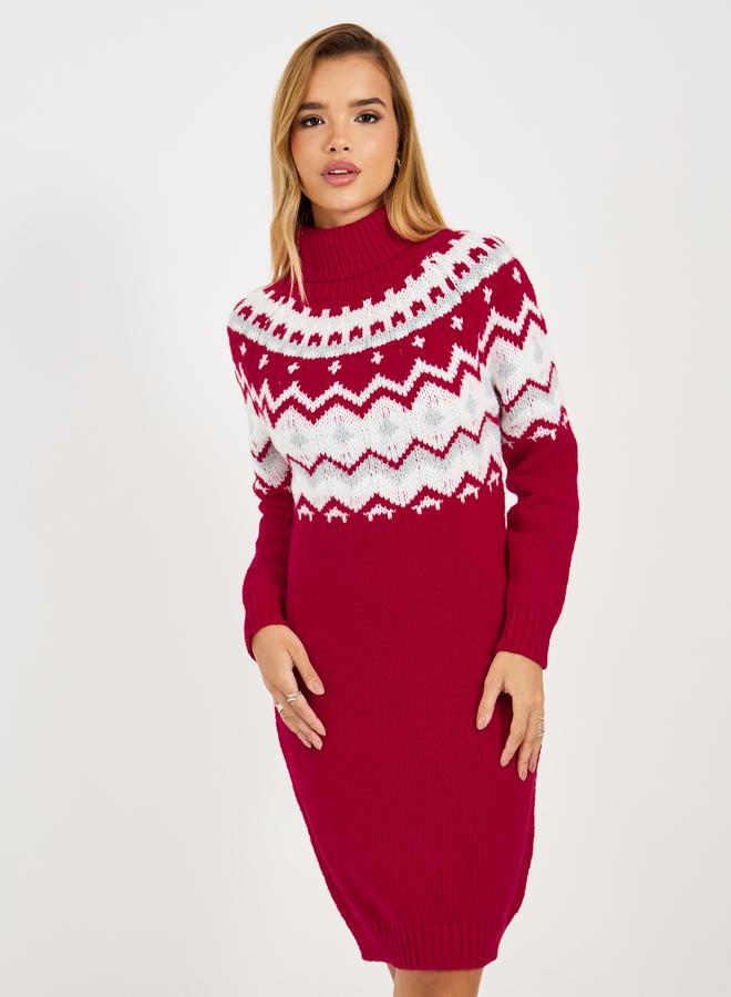 Styli Fair Isle Sweater Dress  - Image 2
