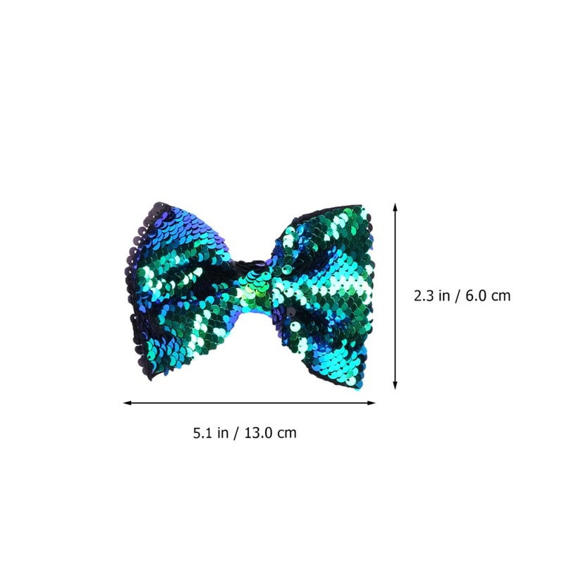 Operitacx 2pcs Reversible Sequins Bowknot Hair Clips for Green and Sparkle Hair Barrettes for Party and Everyday Accessories - Image 2