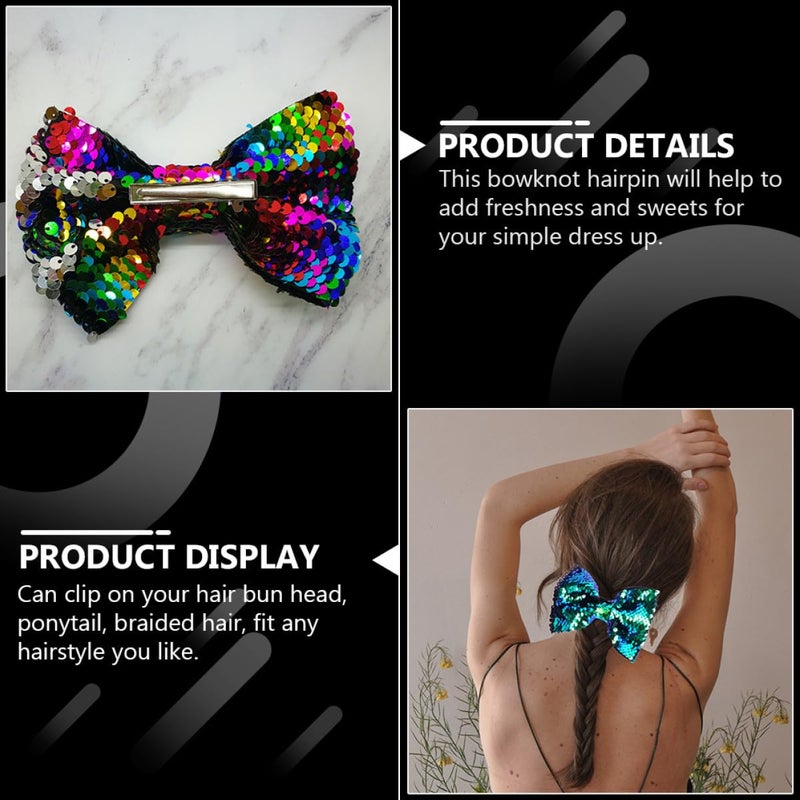 Operitacx 2pcs Reversible Sequins Bowknot Hair Clips for Green and Sparkle Hair Barrettes for Party and Everyday Accessories - Image 4