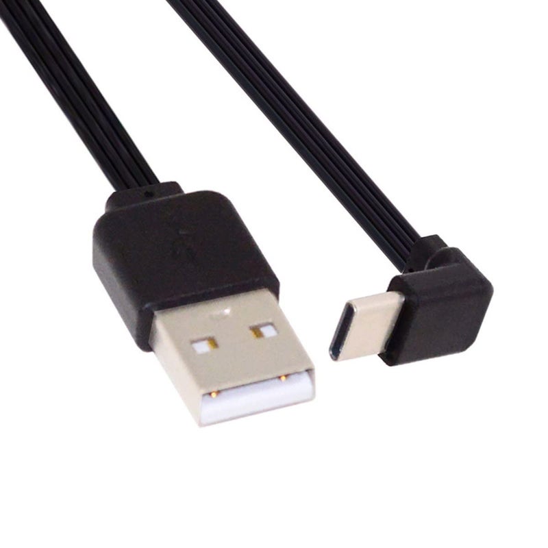 سي واي كابل بطول 13 سم USB 2.0 من نوع A ذكر إلى USB-C من نوع C بزاوية 90 درجة لأعلى/لأسفل مسطح ورفيع من نوع FPC لهاتف FPV Disk - Image 1