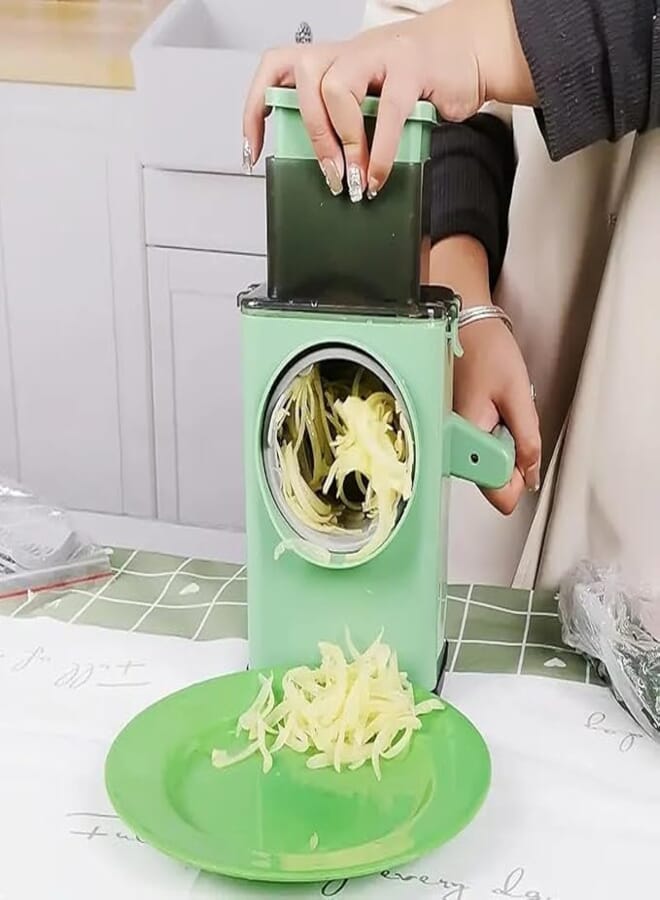 Spaceshoop "7 in 1 Multifunctional Vegetable Slicer: Manual Grater and Slicer with 2 Different Grating Vegetables and Slicing in Different Shapes, Makes Round Slices, Crunchy and Potato Chips!"