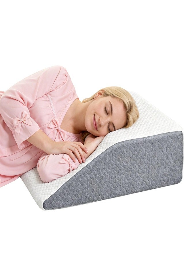 Alpen Wedge Pillow, Bed Wedge Pillow for Sleep Apnea, Acid Reflux Pillow, Memory Foam Sleep Apnea Pillows for Sleeping, 7" Height, White and Grey - Image 1