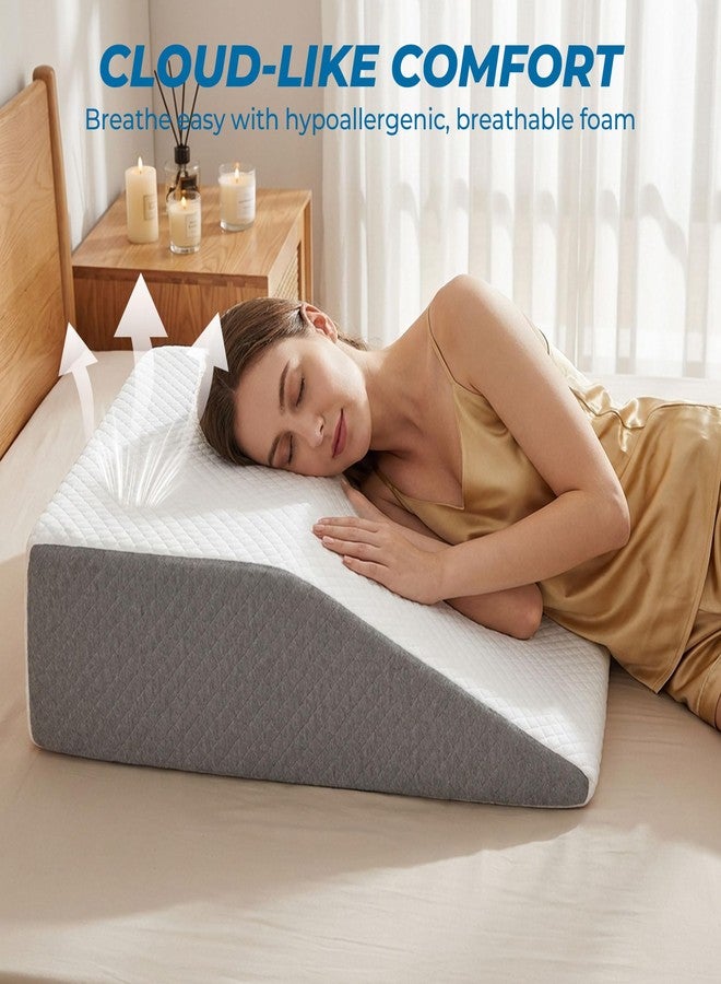 Alpen Wedge Pillow, Bed Wedge Pillow for Sleep Apnea, Acid Reflux Pillow, Memory Foam Sleep Apnea Pillows for Sleeping, 7" Height, White and Grey - Image 2