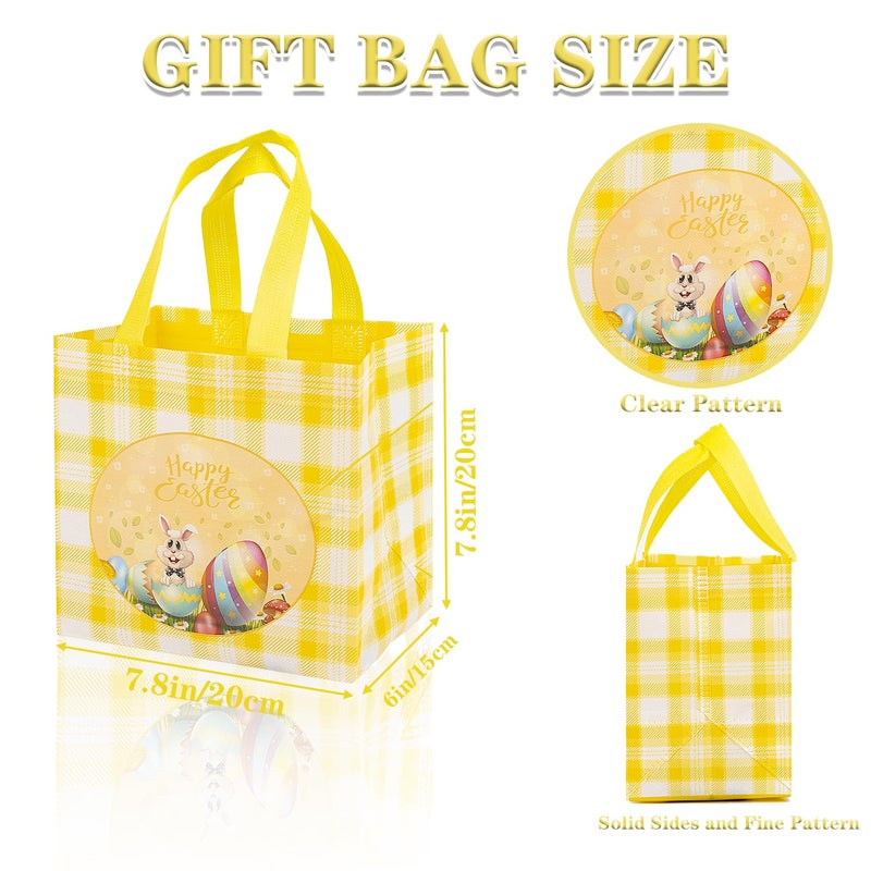 Jaywayang 4Pcs Easter Non-woven Bags with Handle, Happy Easter Gift Bag, Reusable Goodie Bags, Rabbit Bunny Treat Bags, Egg Hunt Game, Party Supplies. - Image 2