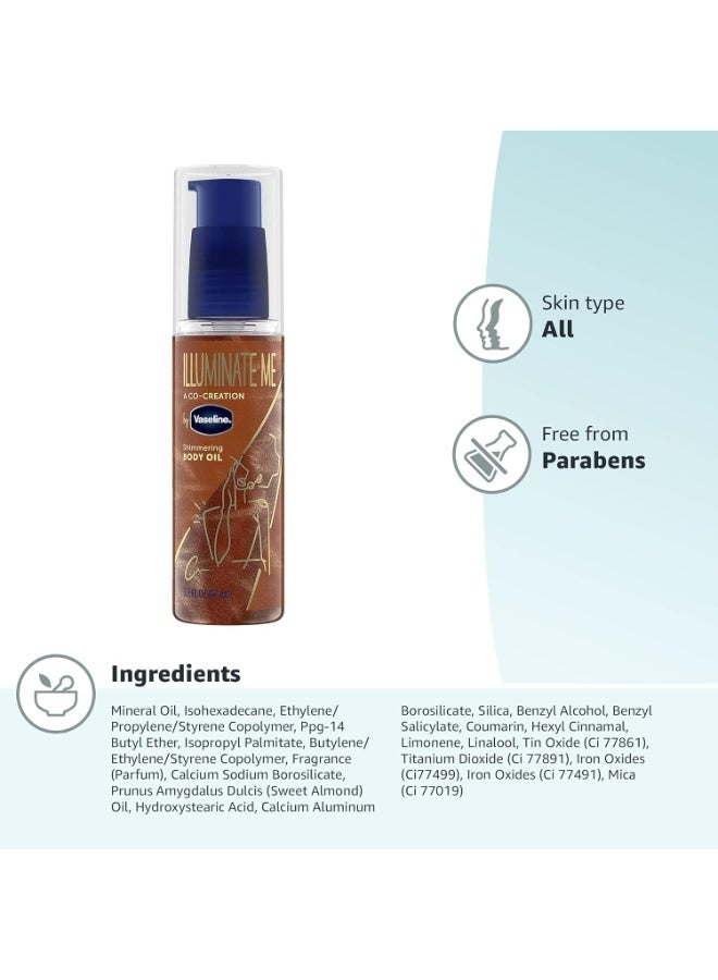 Vaseline Illuminate Me Shimmering Body Oil Created for Melanin Rich Skin, Illuminates Skin with Finishing Touch of Shimmer for Glowing Skin 97 ml - Image 5