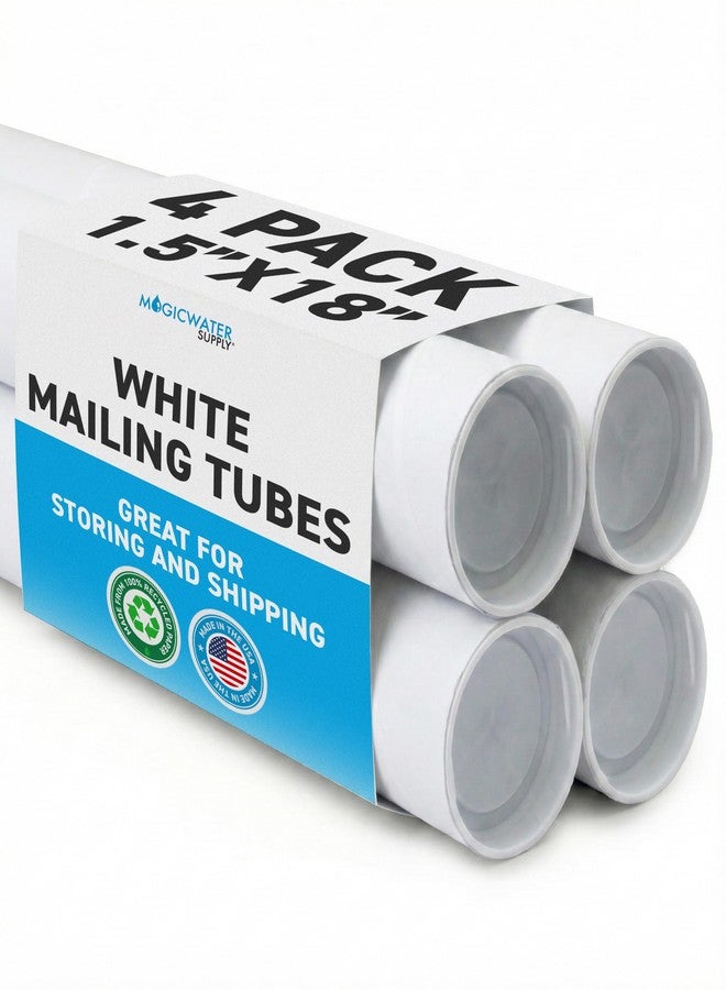 MagicWater Supply Mailing Tube - 1.5 in x 18 in - White - 4 Pack - for Shipping and Storage of Posters, Arts, Crafts, and Documents - Image 1