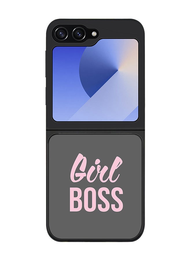 Stylizedd Rugged Black edge case for Samsung Galaxy Z Flip7 FE, Slim fit Soft Case Flexible Rubber Edges Anti Drop TPU Gel Thin Cover -  Girl Boss (Grey) - Image 1