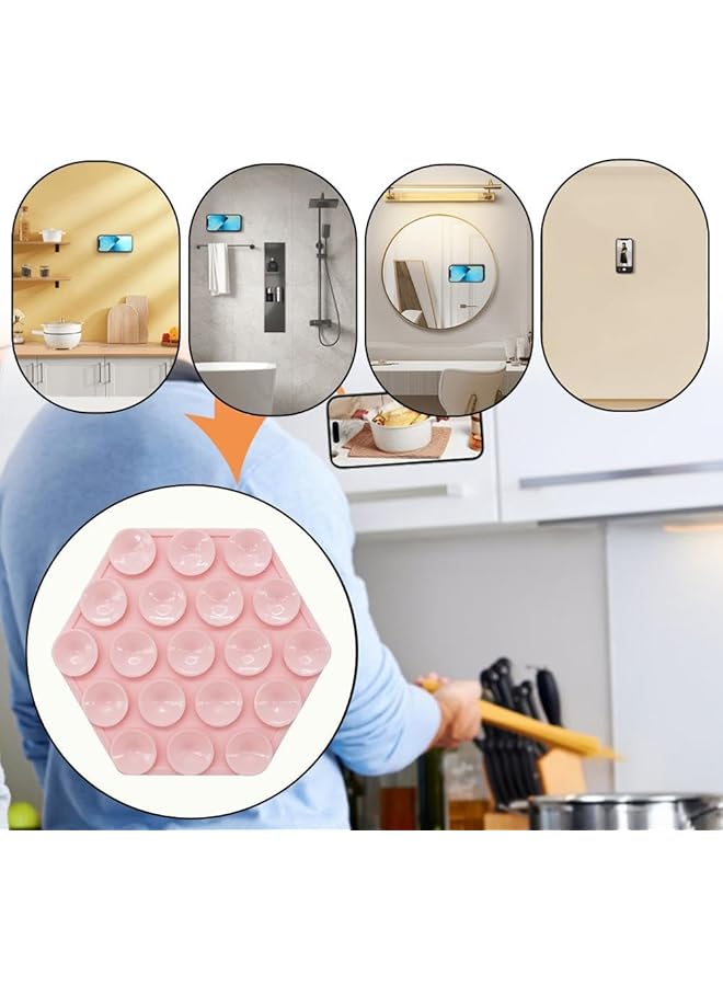 إكسفور حامل هاتف من السيليكون الماص، 3 قطع حامل هاتف غير قابل للانزلاق مع كوب شفط، حامل ملحقات الهاتف المحمول بدون استخدام اليدين في الجزء الخلفي من الهاتف لالتقاط صور السيلفي ومقاطع الفيديو، حامل هاتف متعدد الأغراض ذاتي اللصق - Image 2