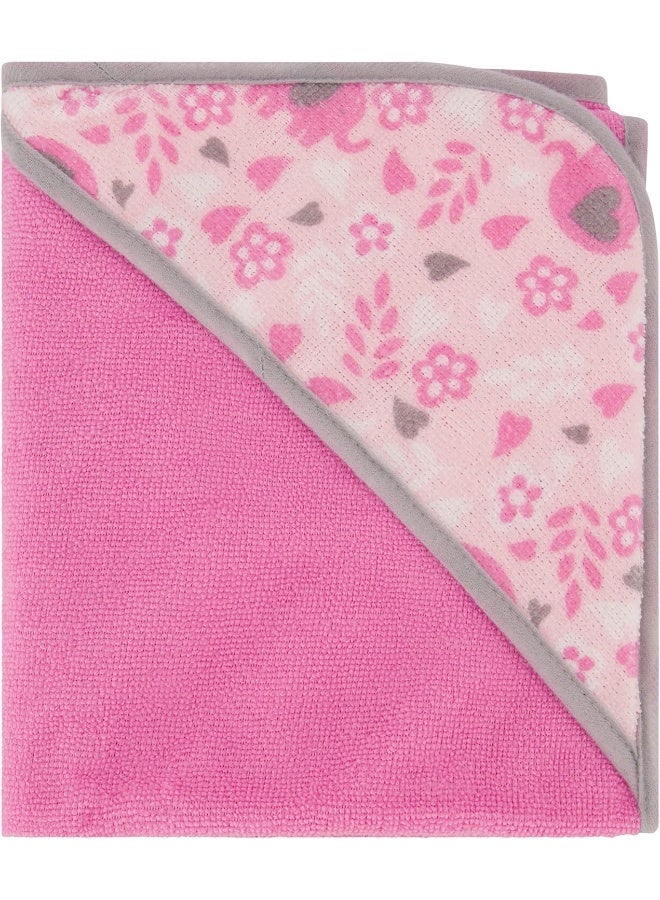 Cudlie Buttons & Stitches Baby Girl 3 Pack Rolled/Carded Hooded Towels in Blooming Elephant Print - Image 3