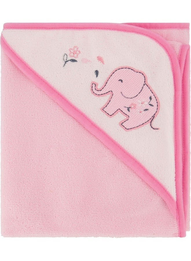 Cudlie Buttons & Stitches Baby Girl 3 Pack Rolled/Carded Hooded Towels in Blooming Elephant Print - Image 4