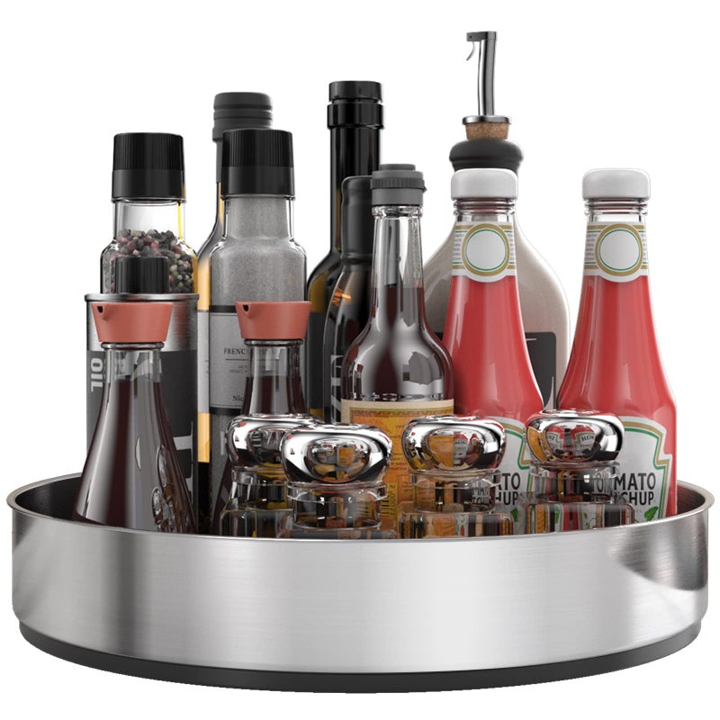 VAEHOLD VAEHOLD Lazy Susan Stainless Steel Spice Rack Turntable for Pantry Cabinet  Decorative Trays Storage Containers Organizer for Kitchen Cabinet Snacks Bathroom 7 12 inches 7 12 Silver 