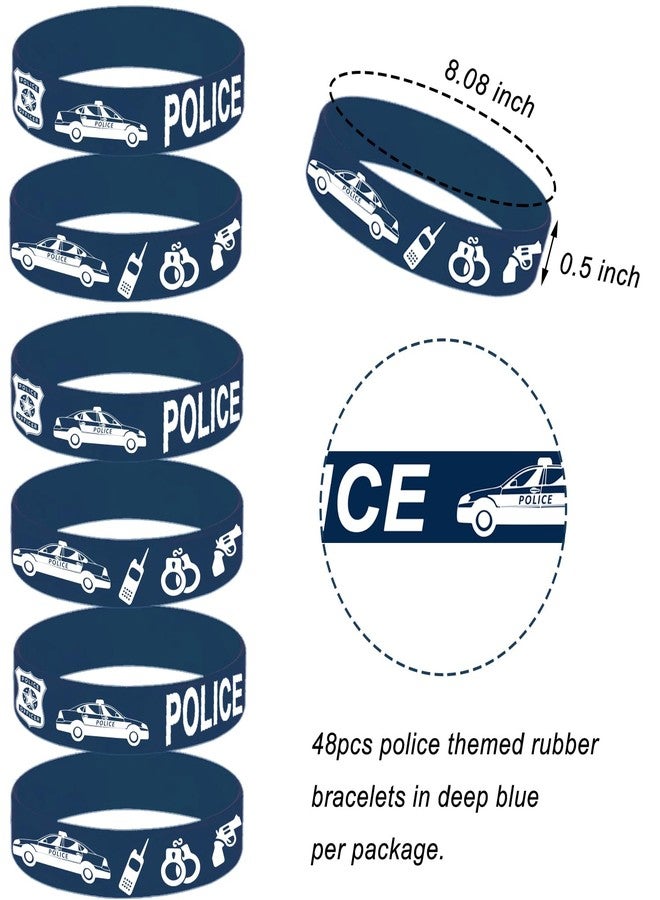 ATSMOICY 48 Pieces Police Party Wristbands Rubber Bracelets - Police Birthday Party Favors Supplies Decorations Graduation Halloween Goodie Bag Favor Stuffer Stretchable Silicone Wristband - Image 4