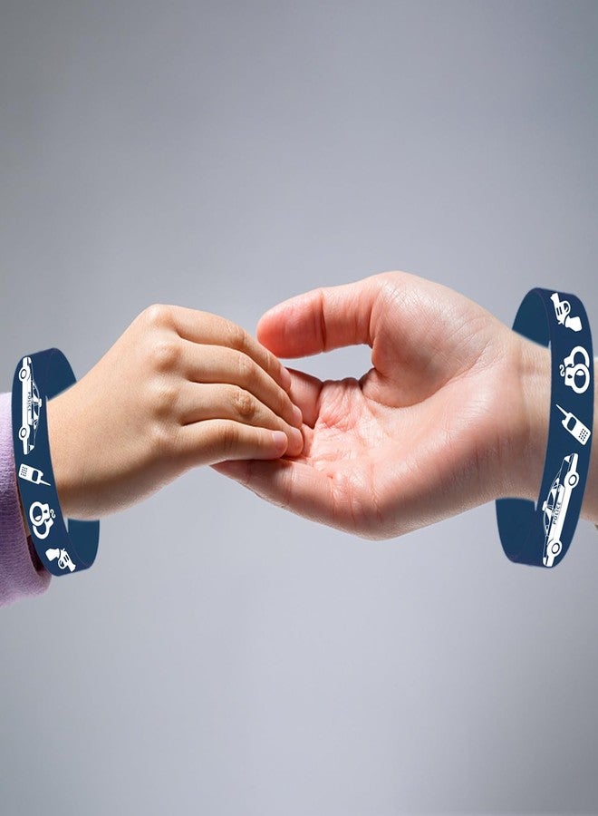 ATSMOICY 48 Pieces Police Party Wristbands Rubber Bracelets - Police Birthday Party Favors Supplies Decorations Graduation Halloween Goodie Bag Favor Stuffer Stretchable Silicone Wristband - Image 3