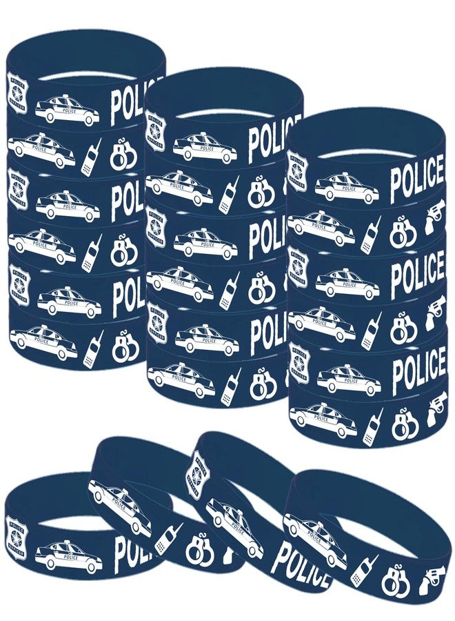 ATSMOICY 48 Pieces Police Party Wristbands Rubber Bracelets - Police Birthday Party Favors Supplies Decorations Graduation Halloween Goodie Bag Favor Stuffer Stretchable Silicone Wristband - Image 2