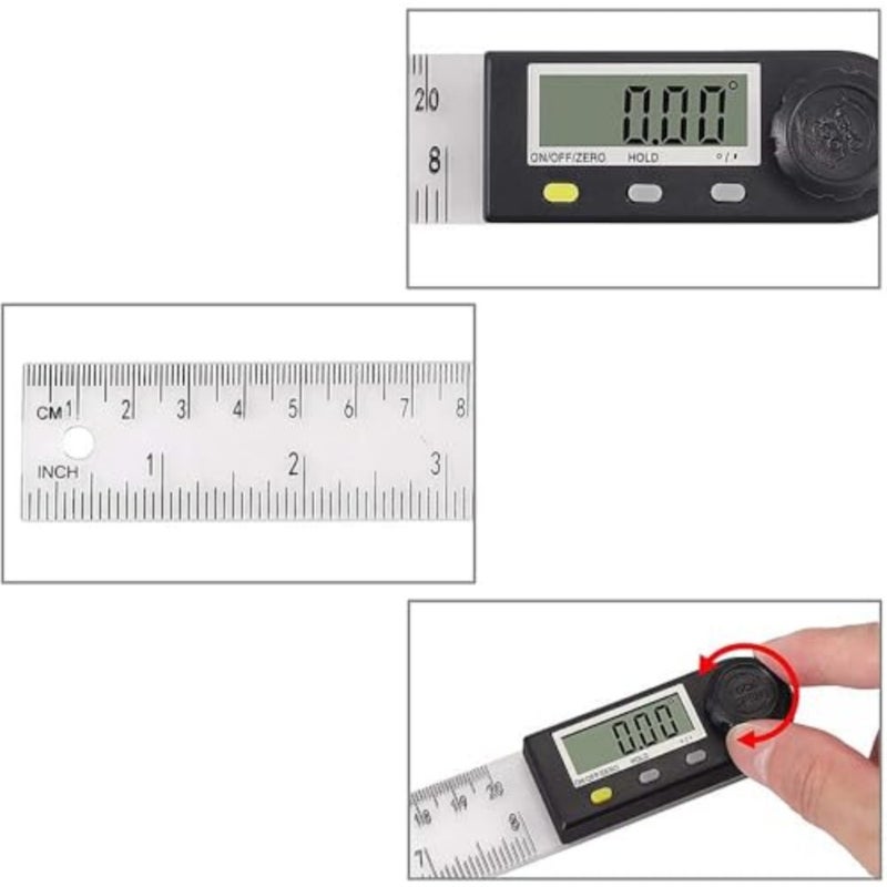 Digital Angle Finder Ruler 8 inch/200mm Digital Protractor with Data Hold Function and Zeroing Resetting LCD Display Electronic Spirit Level Gauge Angle Ruler - Image 5