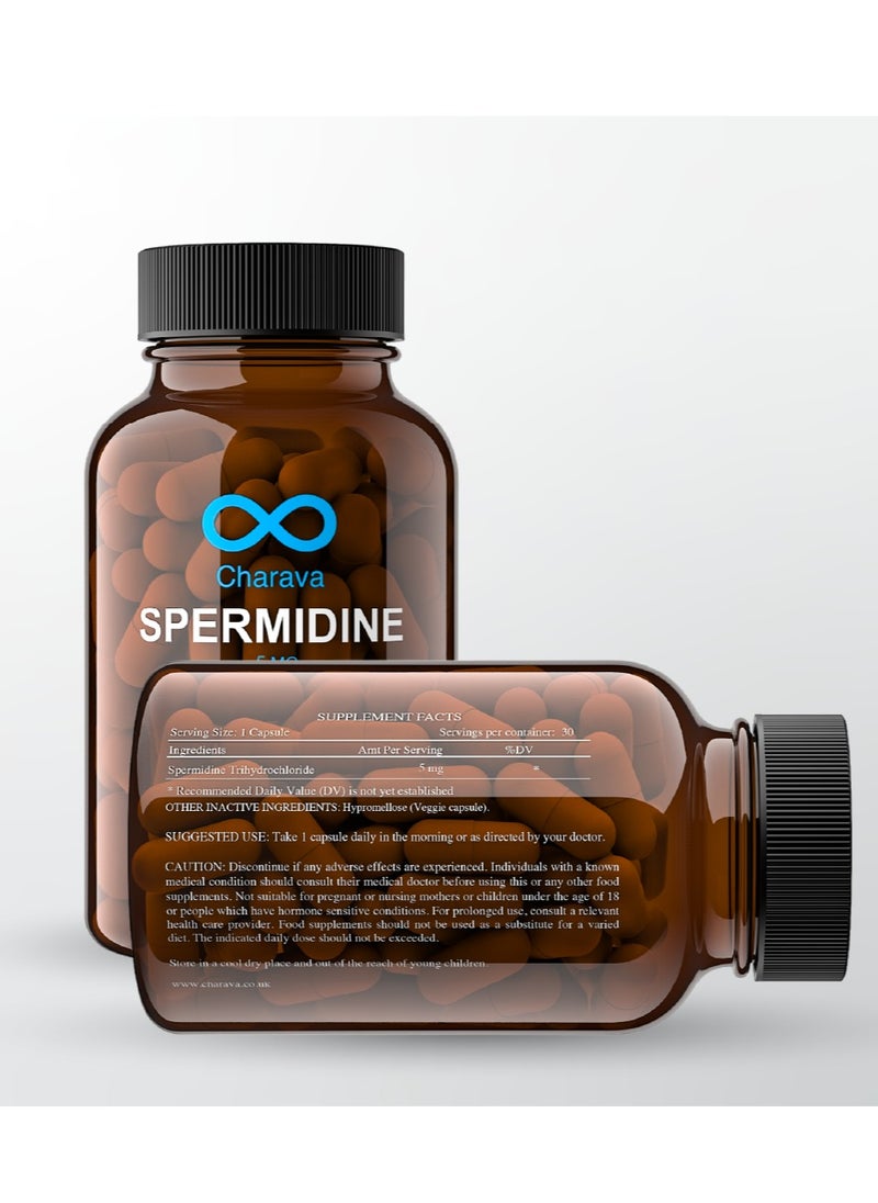 Charava Charava Spermidine 5mg | Cellular Autophagy & Longevity Support | 30 Capsules | Gluten Free | UK Based | 3rd Party Tested  - Image 3