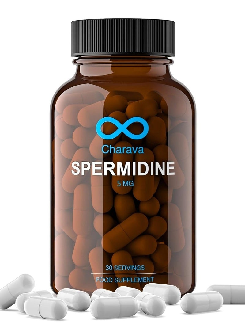 Charava Charava Spermidine 5mg | Cellular Autophagy & Longevity Support | 30 Capsules | Gluten Free | UK Based | 3rd Party Tested  - Image 1