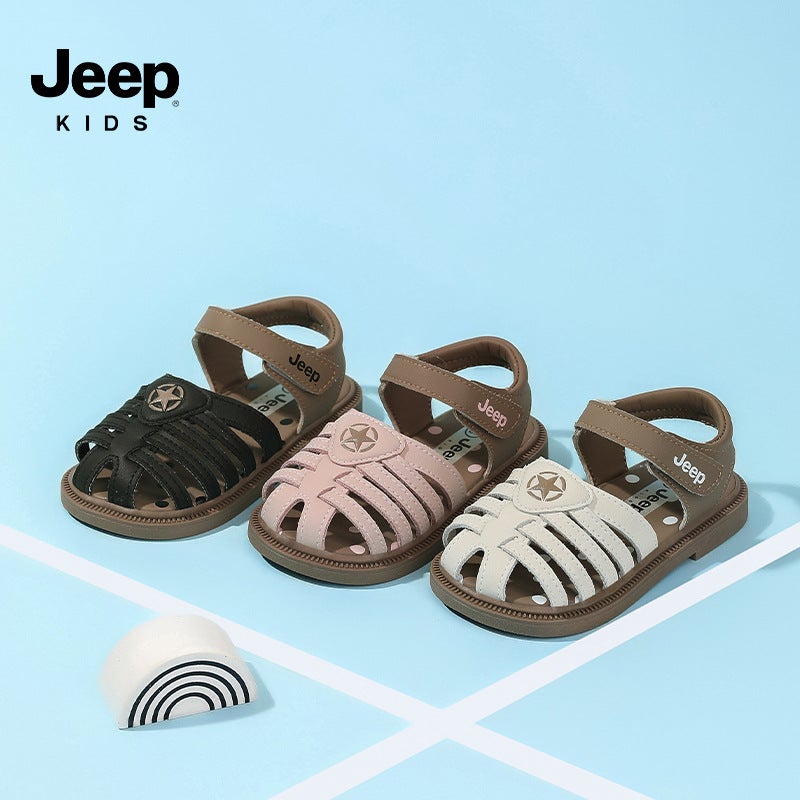 Jeep Girls Sandals Princess Shoes 2025 Summer Baotou Beach Shoes Children'S Soft Sole Korean Style Little Girls Roman Shoes - Image 5