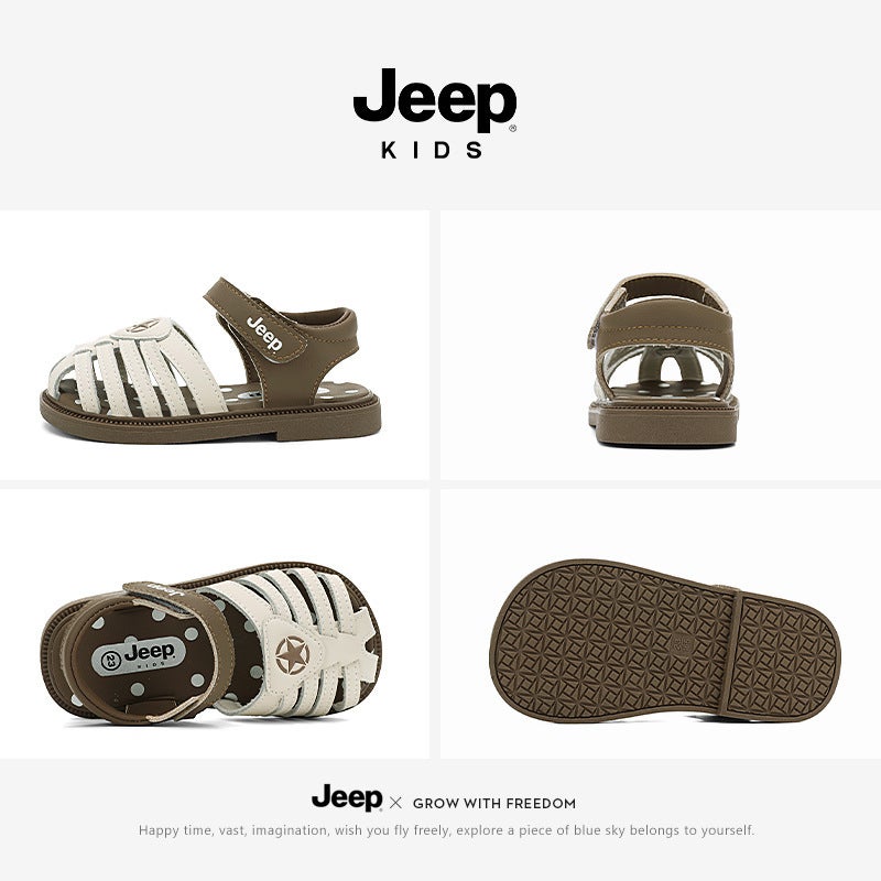 Jeep Girls Sandals Princess Shoes 2025 Summer Baotou Beach Shoes Children'S Soft Sole Korean Style Little Girls Roman Shoes - Image 4