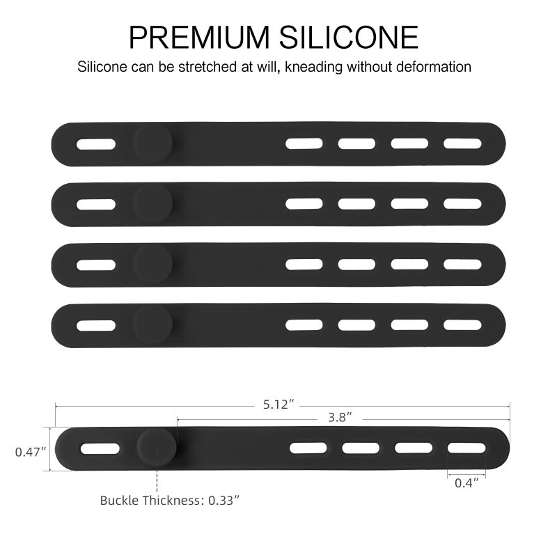 Donruby 24Pcs Silicone Cable Ties - Reusable & Washable with Locking Buckles, Adjustable Fastening Cable Management Straps, Multi-Purpose High Elasticity Cord Organizer (Black) - Image 2