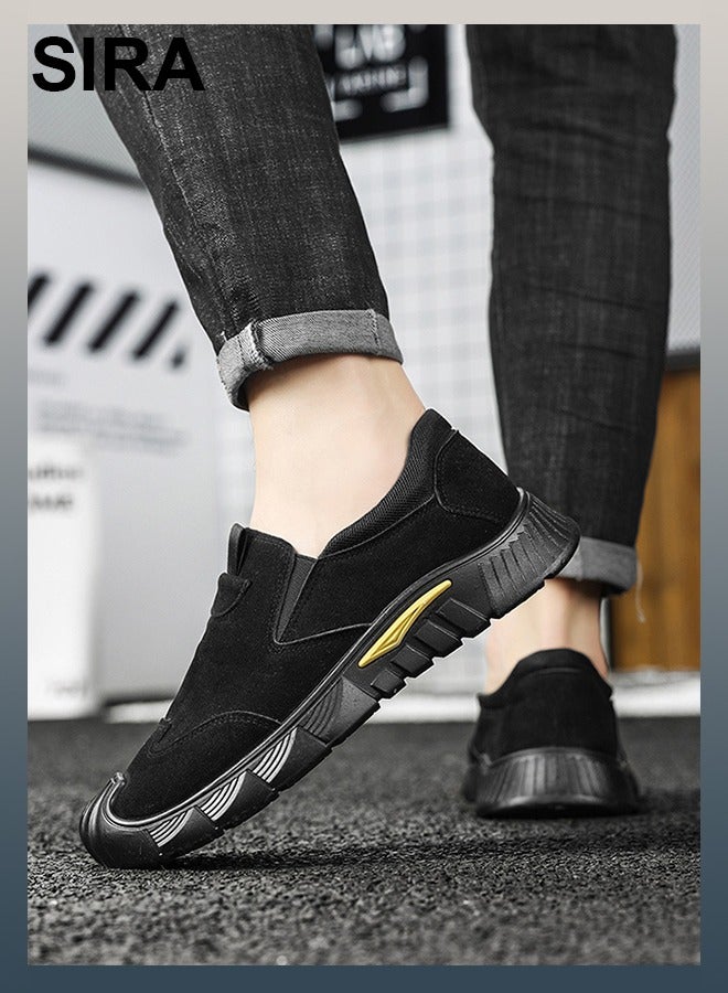 SIRA Men's Slip-On Sneakers - Breathable Comfort Casual Shoes with Anti-Slip Sole, Lightweight Walking Shoes for Work, Travel & Daily Wear (Black) - Image 2