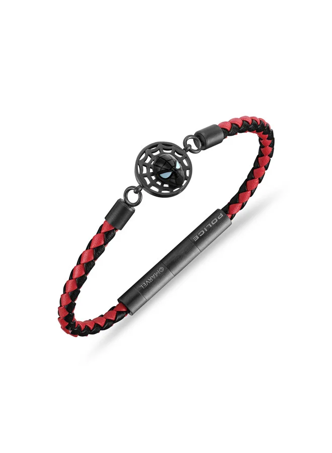 بوليس Webbed Wonder Black & Red Leather Bracelet Limited Edition for Men