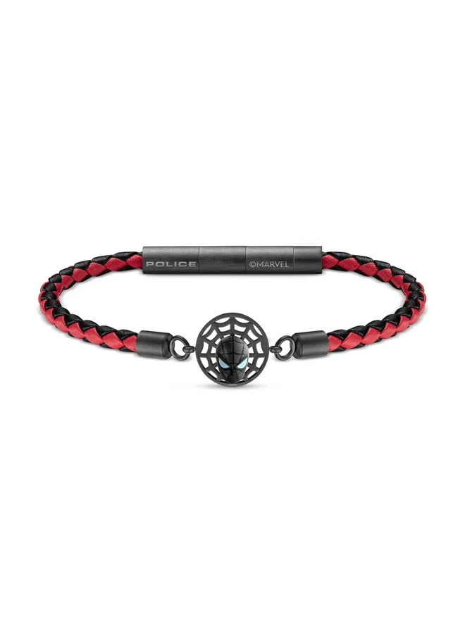 بوليس Webbed Wonder Black & Red Leather Bracelet Limited Edition for Men