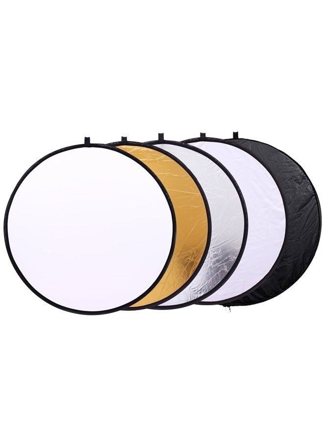 Konseen 5 in 1 Photo Video Reflectors 12 inch (30cm) Collapsible Multi-Disc Light Round Photography Reflector with Bag -Translucent, Silver, Gold, White and Black - Image 1