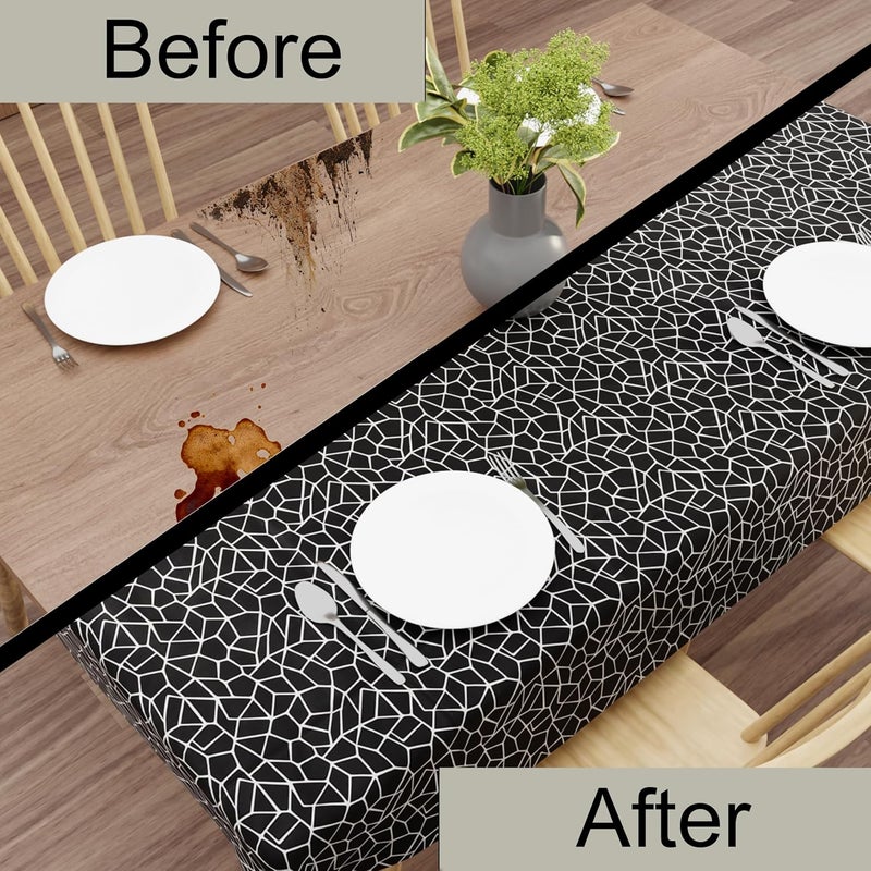Wings Star Dining Table Cover for 6 Seater, 60 x 90 inch Size, Waterproof and Dustproof Table Sheet,Dining Table 6 Seater Waterproof Cover, Black - Image 4