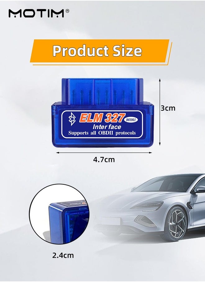 Motim - elm327 Mini Enhanced Version Bluetooth v1.5 OBDII OBD2 Car Scanner, Car Fault Detector, Auto Diagnostic Tool for iPhone, Android & Windows - Image 1