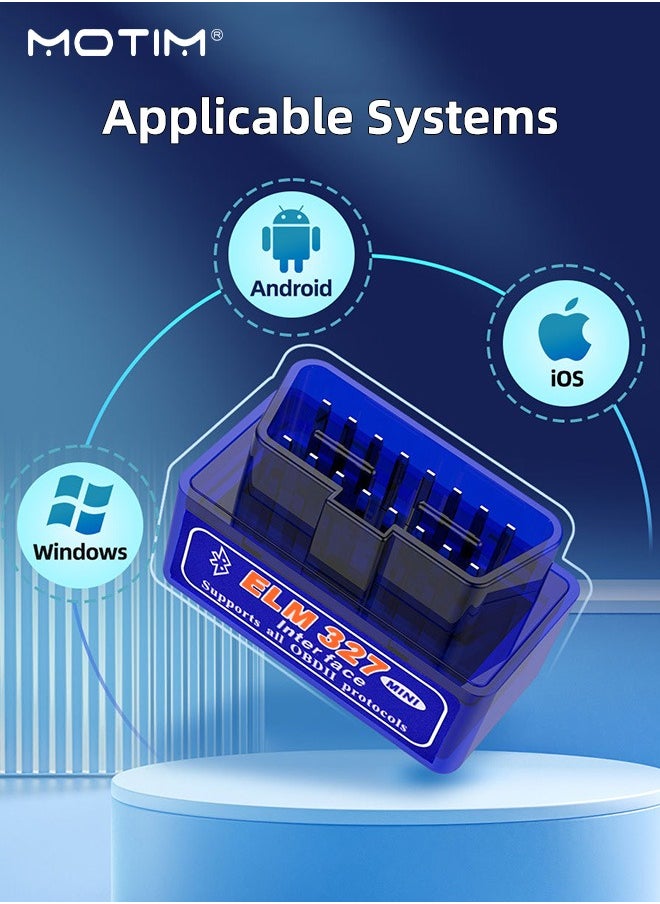 Motim - elm327 Mini Enhanced Version Bluetooth v1.5 OBDII OBD2 Car Scanner, Car Fault Detector, Auto Diagnostic Tool for iPhone, Android & Windows - Image 1