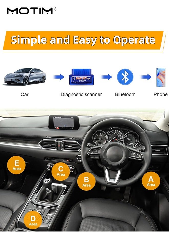Motim - elm327 Mini Enhanced Version Bluetooth v1.5 OBDII OBD2 Car Scanner, Car Fault Detector, Auto Diagnostic Tool for iPhone, Android & Windows - Image 1