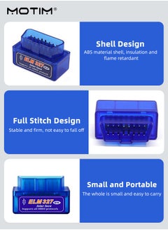 Motim elm327 Mini Enhanced Version Bluetooth v1.5 OBDII OBD2 Car Scanner, Car Fault Detector, Auto Diagnostic Tool for iPhone, Android & Windows  - Image 3