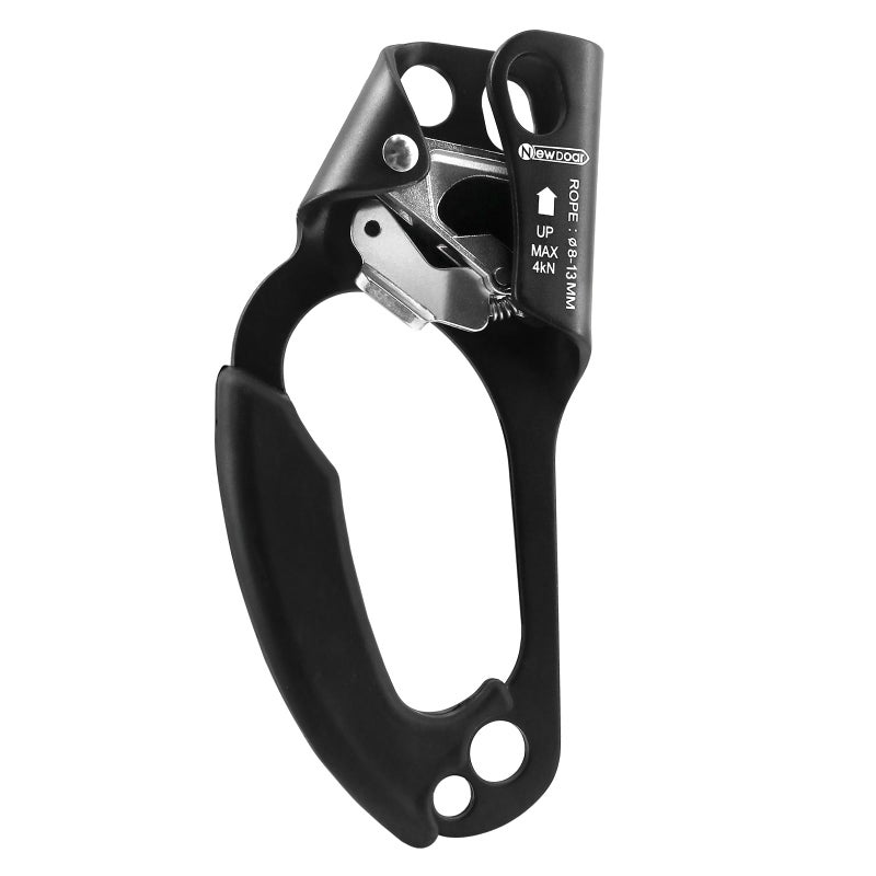 NewDoar Left Hand Ascender Rock Climbing Tree Arborist Rappelling Gear Equipment CE Certified Rope Clamp for 8~13MM Rope(Left Hand Black) - Image 1