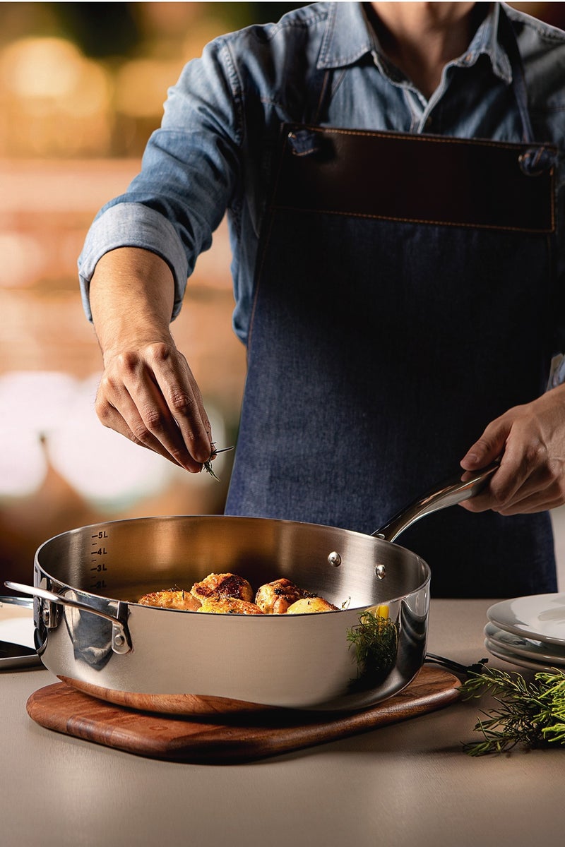 TRAMONTINA Tramontina 🇧🇷 30CM Grano Sauté Pan with Lid – Tri-Ply Stainless Steel | 5.6L Capacity | Induction & Oven Safe | Since 1911 – Model 62140300  - Image 4