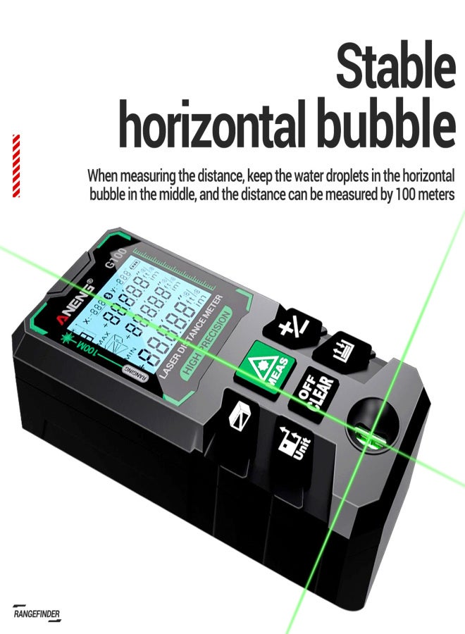 ANENG G100 Smart High-Precision Rangefinder Green Distance Meter 30 Set of Data Storage Autonomous Calibration Multi-function Tool - Image 4