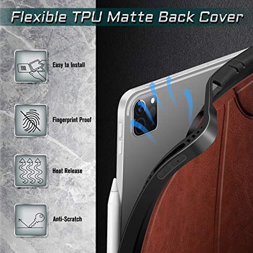 CaseBot Magnetic Case for iPad Pro 12.9-inch 6th Generation 2022, Multiple Angle Shockproof Rugged Stand Case, Soft TPU Back Cover w/Pencil Holder, Also Fit iPad Pro 12.9" 5th/4th/3rd Gen, Brown - Image 5