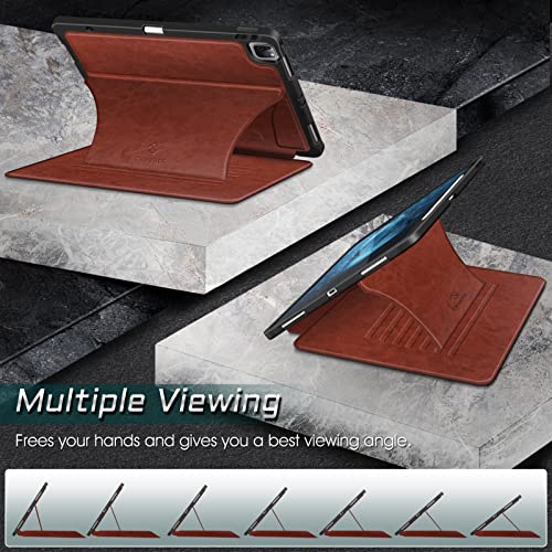 CaseBot Magnetic Case for iPad Pro 12.9-inch 6th Generation 2022, Multiple Angle Shockproof Rugged Stand Case, Soft TPU Back Cover w/Pencil Holder, Also Fit iPad Pro 12.9" 5th/4th/3rd Gen, Brown - Image 4