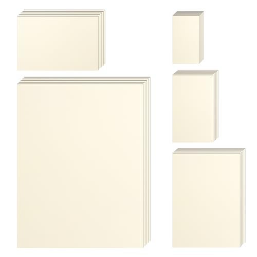 Silunkia 500 Sheets Cream Cardstock 5 Assorted Size Ivory Paper, 200gsm/75lb Thick Off White Card Stock for DIY Cards, Business Cards, Wedding Invitations, Scrapbooking, Certificates - Image 1