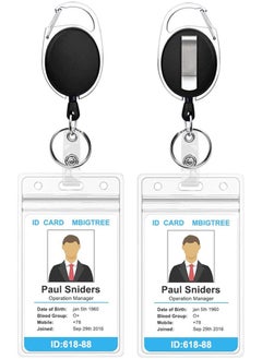 WANFAN 2 Pack ID Badge Holder with Clip Badge Reels Retractable Id Card Vertical Lanyard Holder  - Image 1