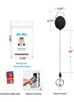 WANFAN 2 Pack ID Badge Holder with Clip Badge Reels Retractable Id Card Vertical Lanyard Holder  - Image 2