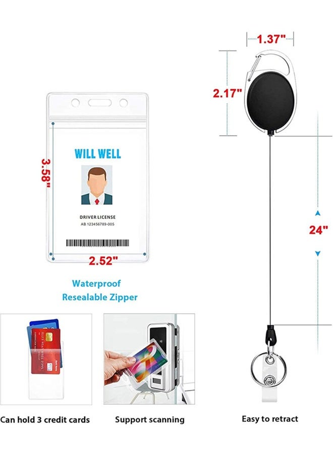 WANFAN 2 Pack ID Badge Holder with Clip Badge Reels Retractable Id Card Vertical Lanyard Holder  - Image 2