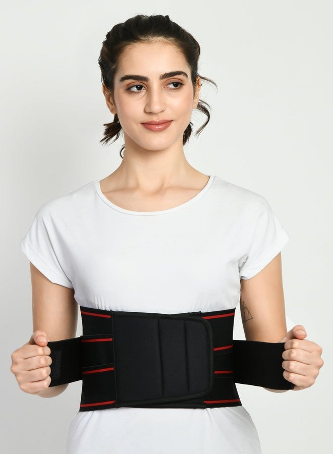 ZEDAN Cotton Lower Back Brace Support/Lumbar Support Waist Belt | For Back Pain Relief | Compression Belt With Dual Adjustable Straps For Men & Women Universal/Free size (Red) - Image 2