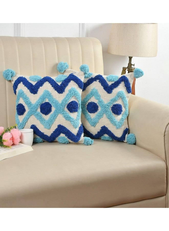Furnistitchs Furnistitchs Premium Decorative Throw Cushion Pillow Cover Boho Home Decor - Living Room Bedroom Couch Sofa Cushion Covers 16 inch x 16 inch (Blue Geometric, 2)