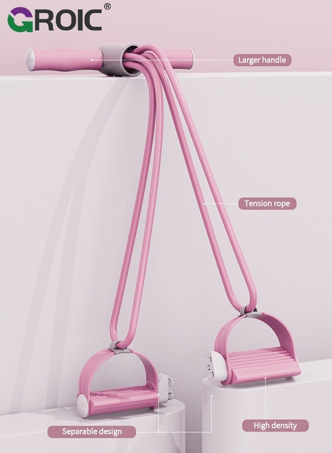 GROIC Split Pedal Resistance Band, Multifunction Tension Rope, 4-Tube Elastic Yoga Pedal Puller Resistance Band Fitness Equipment, for Abdomen/Waist/Arm/Leg Stretching Slimming Training - Image 4