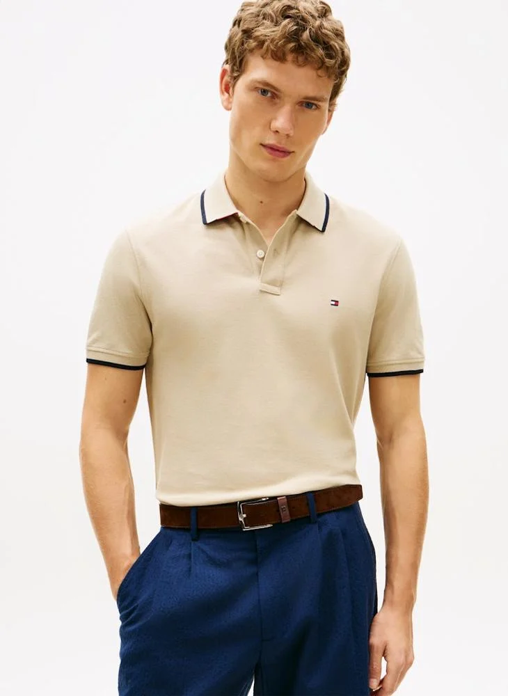 Regular Fit Tipped Pique Polo Shirt